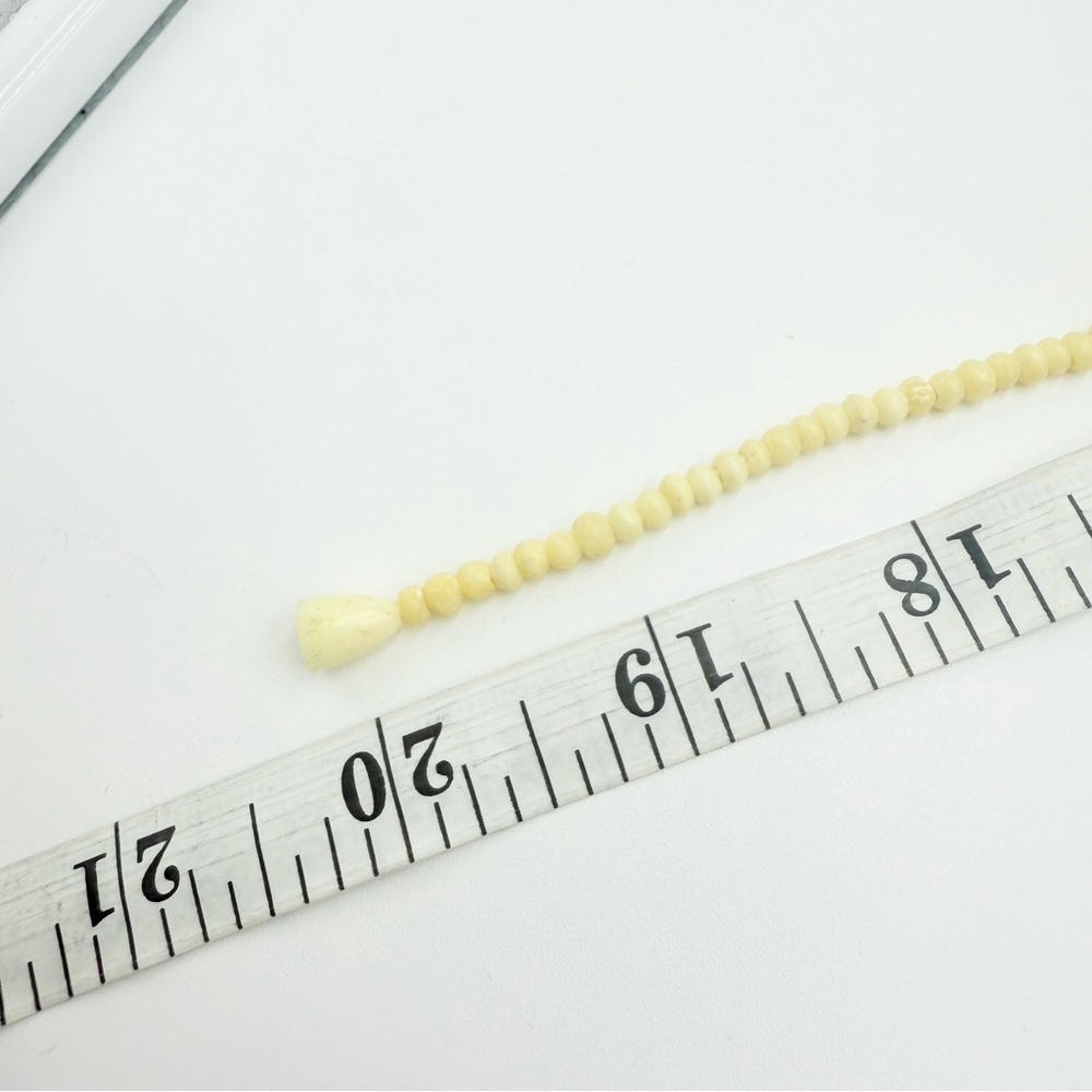 Vintage Hand Carved Bone Bead Necklace Floral Bone Beads - Picture 7 of 8
